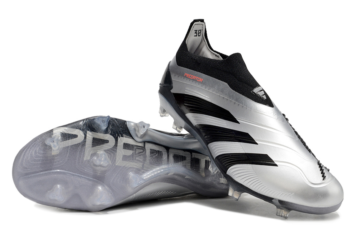 kopačky bez tkaniček Adidas Predator Accuracy+ FG Stříbrný Černá